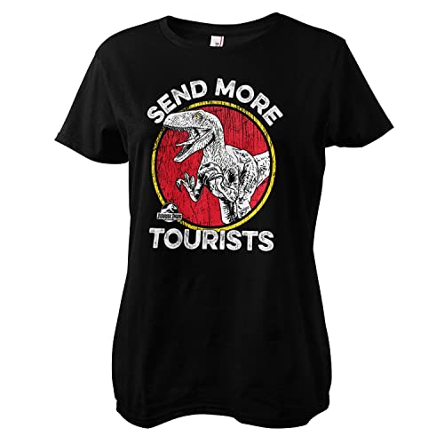 Jurassic Park Offizielles Lizenzprodukt Send More Tourists Damen T-Shirt (Schwarz), Medium von Jurassic Park