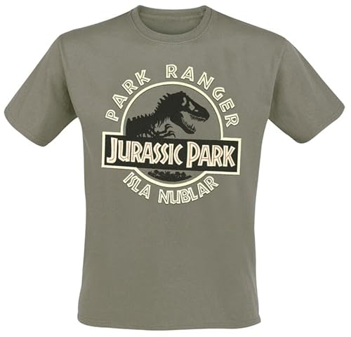 Jurassic Park Park Ranger Männer T-Shirt Khaki XXL 100% Baumwolle Fan-Merch, Filme von Jurassic Park