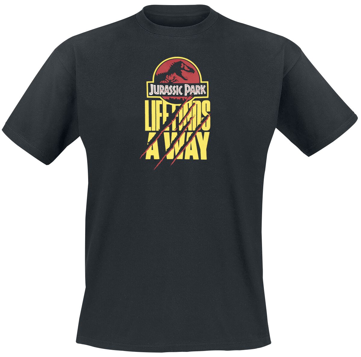 Jurassic Park T-Shirt - Life Finds A Way - S bis XXL - für Männer - Größe L - schwarz  - Lizenzierter Fanartikel von Jurassic Park