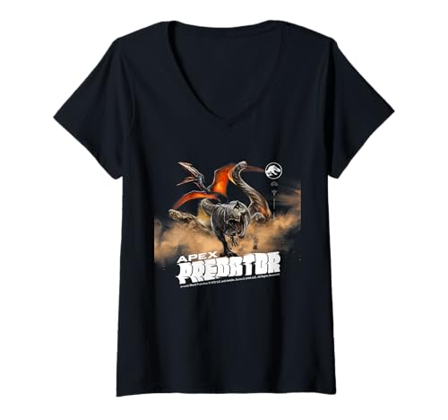 Damen Apex Predator Jurassic World Fanartikel T-Shirt mit V-Ausschnitt Damen Apex Predator Jurassic World Fanartikel T-Shirt mit V-Ausschnitt von Jurassic World 2025