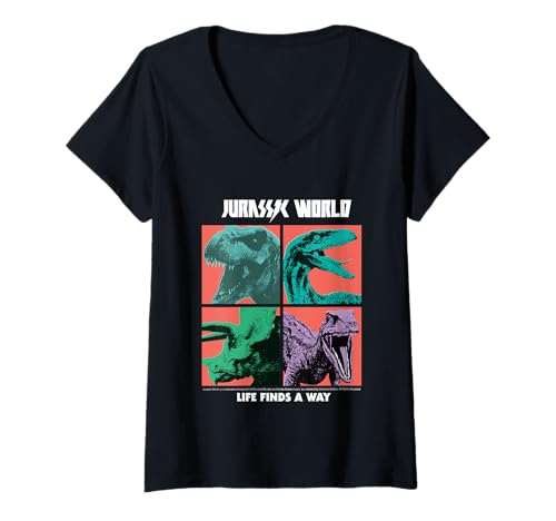 Damen Jurassic World Merch Life findet einen Weg T-Shirt mit V-Ausschnitt Damen Jurassic World Merch Life findet einen Weg T-Shirt mit V-Ausschnitt von Jurassic World 2025
