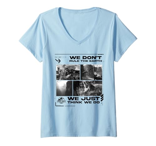 Damen Jurassic World Rebirth We Don’t Rule The Earth T-Shirt mit V-Ausschnitt von Jurassic World