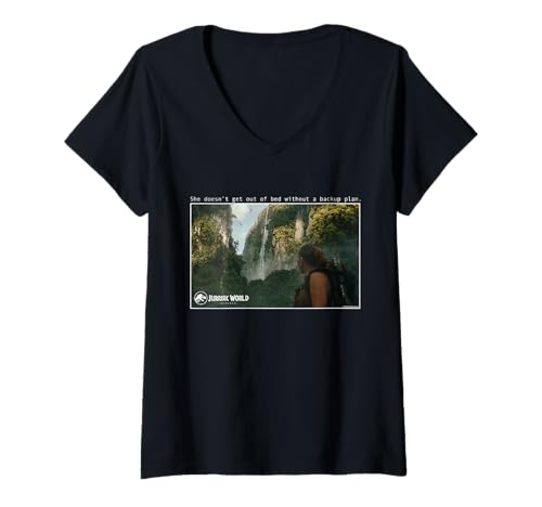 Damen Jurassic World Rebirth Zora Bennett Backup Plan T-Shirt mit V-Ausschnitt von Jurassic World