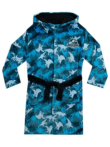 Jurassic World Bademantel | Dinosaur Bademantel Kinder | Dino Kinder Morgenmantel | Blau 116 von Jurassic World