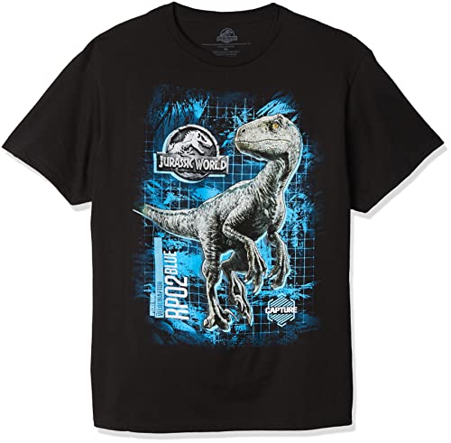 Jurassic World Jungen 2 Blue Raptor Grid Short Sleeve T-Shirt, schwarz, Groß von Jurassic World