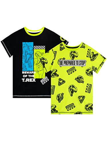 Jurassic World Jungen Dinosaurier 2er-Pack Kurzarm-T-Shirts für Kinder Mehrfarbig 158 von Jurassic World