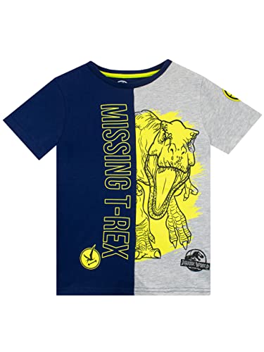 Jurassic World Jungen Dinosaurier T-Rex T-Shirt kurzärmelige Oberteil für Kinder Blau 140 von Jurassic World