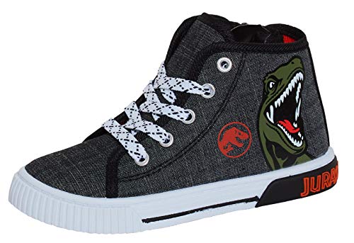 Jurassic World Leinenschuhe Hi Top Sneaker Dinosaurier Stiefeletten Reißverschluss Pumps Sneakers, - grau - Größe: 28 EU von Jurassic World