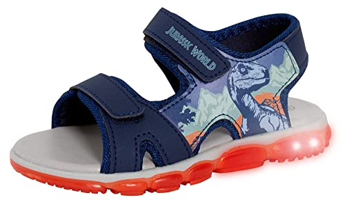 Jurassic World Leuchtende Sport-Sandalen für Jungen Dino Offene Zehenpartie Einfach Befestigen Kinder Sommerschuhe, blau, 27 EU von Jurassic World