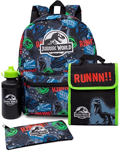 Jurassic World Rucksack Set Kinder 4 Stück Schule Lunchbox Wasserflasche von Jurassic World