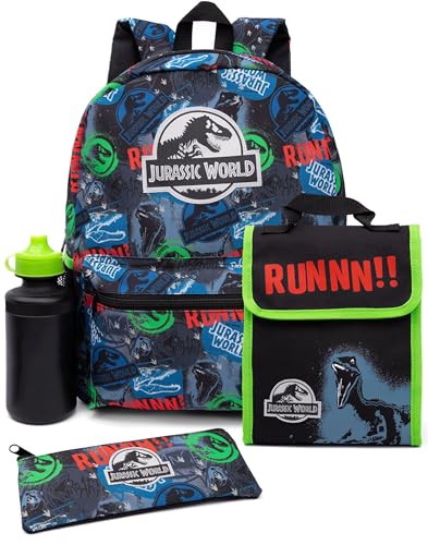 Jurassic World Rucksack Set Kinder 4 Stück Schule Lunchbox Wasserflasche von Jurassic World
