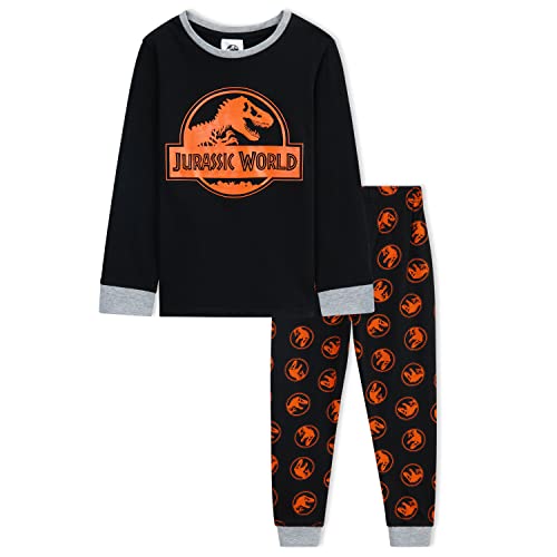 Jurassic World Schlafanzug Jungen Kinder Pyjama Dino T Rex(Schwarz, 11-12 Jahre) von Jurassic World