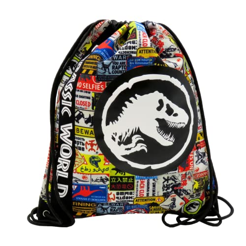 Jurassic World Turnbeutel, Schulrucksack, Jugend Rucksack mit Kordelzug, Gepäcktasche, Reisesack, Geschenk für Kinder und Jugendliche von Jurassic World