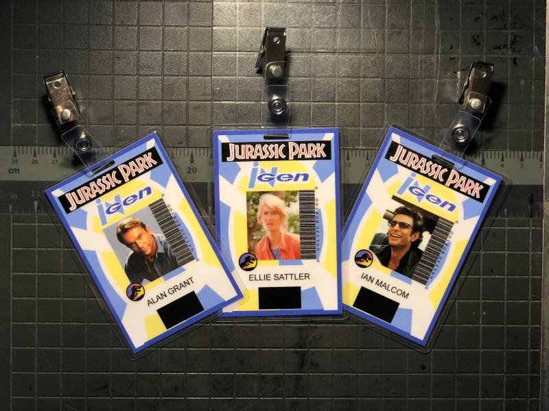 Jurassic Park Alan Grant, Ellie Sattler & Ian Malcom Ingen Id Abzeichen Set von JurassicParkProps