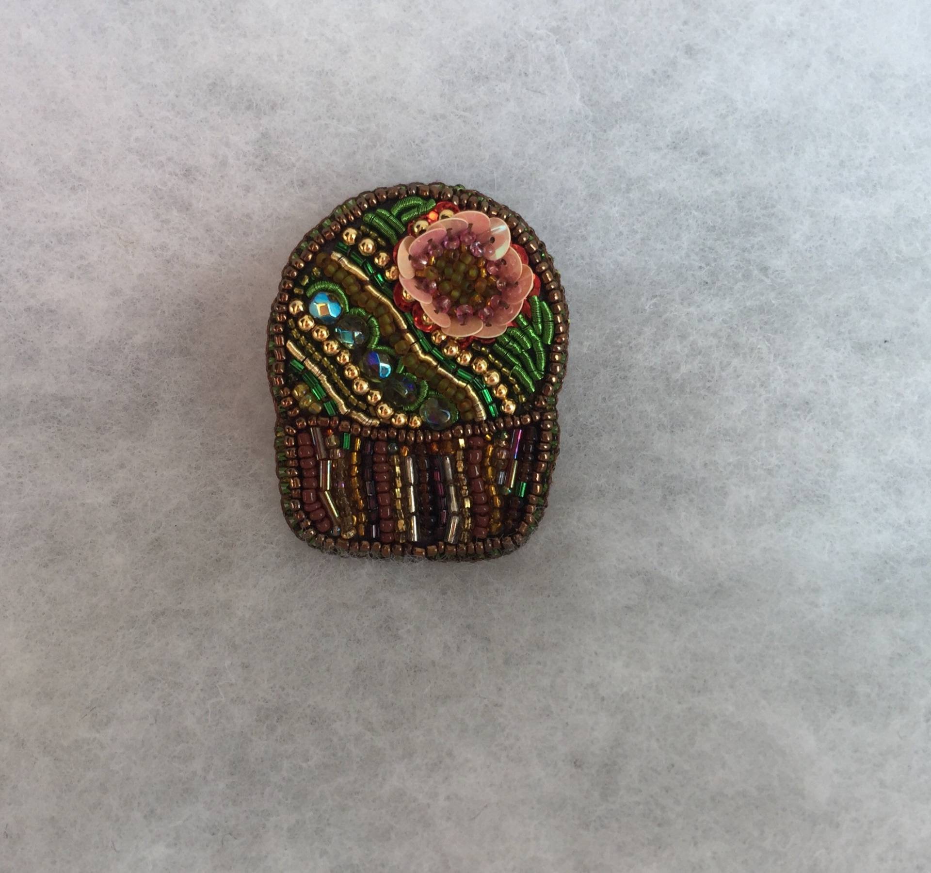 Perlen Kaktus Brosche, Kunst-Kaktus-Blumen-Brosche Perlen Kaktus Brosche, Kunst-Kaktus-Blumen-Brosche von JurateDD