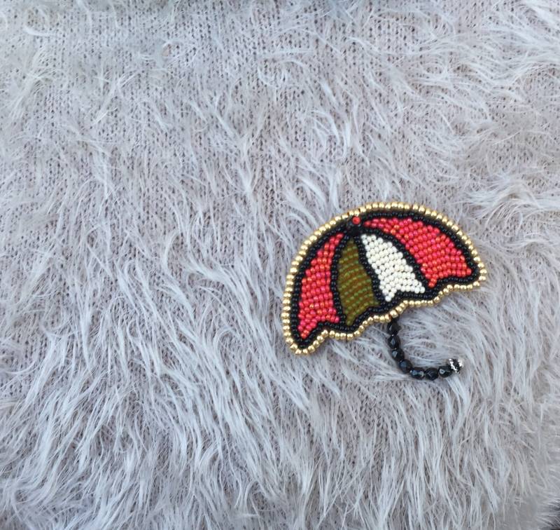 Regenschirm Brosche, Sonnenschirm Perlen Brosche von JurateDD