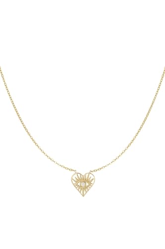 Jurawel Halskette mit sehendem Auge - Edelstahl Halskette für Damen Mädchen, mit/ohne Zirkonia, Silber Gold, allergenfrei & hautverträglich von Jurawel