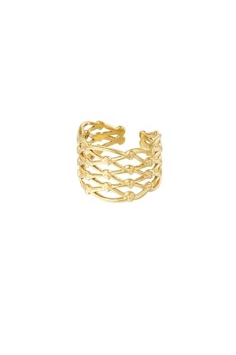 Jurawel Ring mit feiner Netzstruktur - Edelstahl Ring für Damen Mädchen, mit/ohne Zirkonia, Silber Gold, allergenfrei & hautverträglich von Jurawel