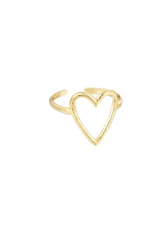 Jurawel Ring mit großem Herz - Edelstahl Ring für Damen Mädchen, mit/ohne Zirkonia, Silber Gold, allergenfrei & hautverträglich von Jurawel