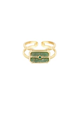 Jurawel Ring mit großem Stein - Edelstahl Ring für Damen Mädchen, mit/ohne Zirkonia, Silber Gold, allergenfrei & hautverträglich von Jurawel