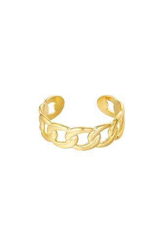 Jurawel Ringe mit dynamischem Gliedermuster - Edelstahl Ring für Damen Mädchen, mit/ohne Zirkonia, Silber Gold, allergenfrei & hautverträglich von Jurawel