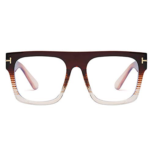 Jurchio Unisex Klassische Brille für Herren und Damen | Platz Brillengestell im Vintage-Look | (Braun（Blaulichtfilter Brille）) von Jurchio