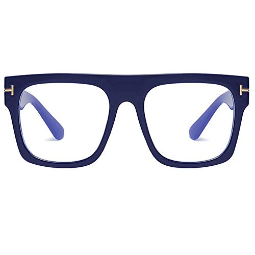 Jurchio Unisex Klassische Brille für Herren und Damen | Platz Brillengestell im Vintage-Look | (blau（Blaulichtfilter Brille）) von Jurchio