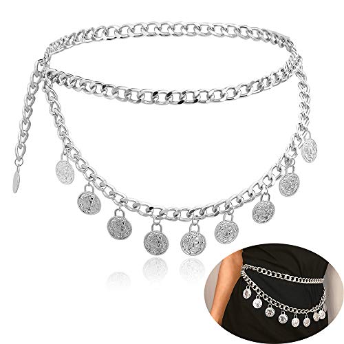Jurxy Körper Bauch Taille Kette Bikini Strand Körperkette Multilayer Bauchgürtel Bauchkette Legierung Taille Kette für Frauen - Silber Stil 8 von Jurxy