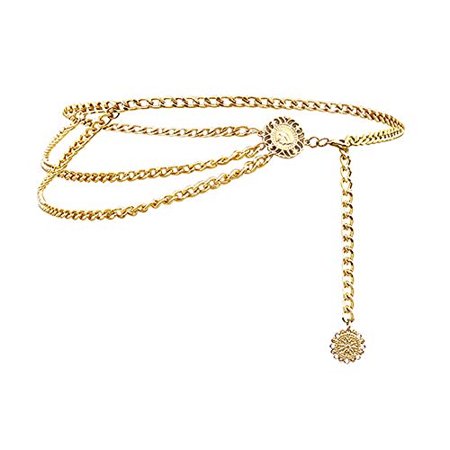 Jurxy Körper Bauch Taille Kette S Größe Bikini Strand Körperkette Multilayer Bauchgürtel Bauchkette Legierung Taille Kette für Frauen - Gold Stil 1 von Jurxy