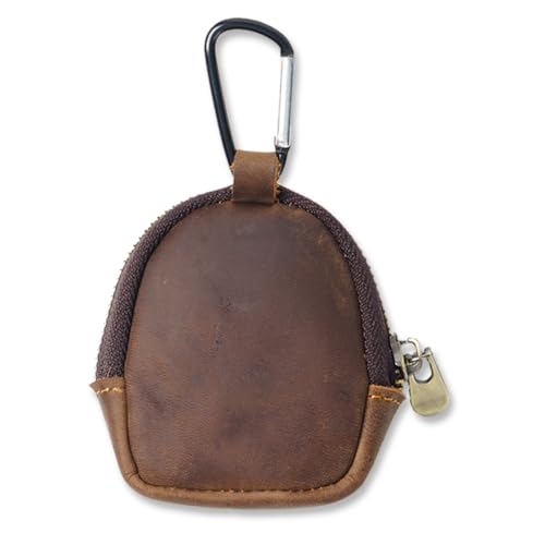 Leder Hängetasche Organizer für Münzen Schlüsseltasche Schlüsseletui Münzbeutel Schlüssel (3.3"x3"x1") mit Reißverschluss - Dunkelbraun von Jurxy