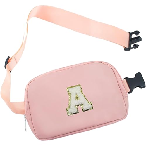 Gürteltasche mit Anfangsbuchstaben, Bauchtasche, Umhängetasche, niedliches Geschenk für Mädchen, Mini-Umhängetasche, Reise-Geldbörse, Pink, D, D von Jusavie