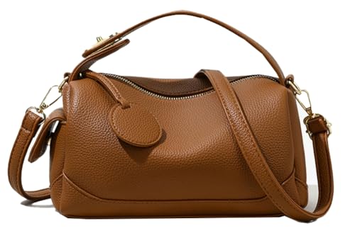 Jusavie Boston Bag Damen 2025 Frühling Trendy Slouchy Kissen Geldbörse Handtasche Schulter Crossbody Geldbörse Satchel Shopper Arbeit Reisen, Braun, Medium von Jusavie