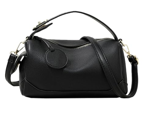 Jusavie Boston Bag Damen 2025 Frühling Trendy Slouchy Kissen Geldbörse Handtasche Schulter Crossbody Geldbörse Satchel Shopper Arbeit Reisen, Schwarz, Medium von Jusavie