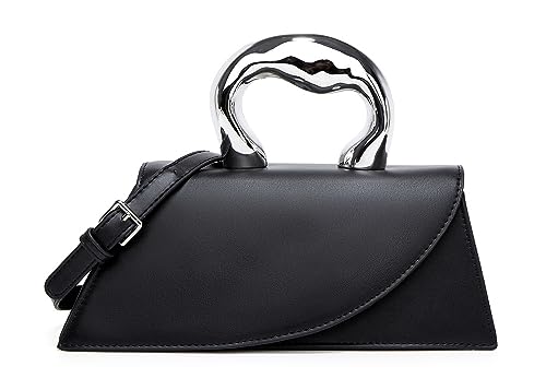 Jusavie Kleine silberne Umhängetasche Y2K Abendtaschen Handtasche für Frauen Hobo-Taschen Schultertaschen Tragetasche für Frauen 2024, B Schwarz, Einheitsgröße von Jusavie