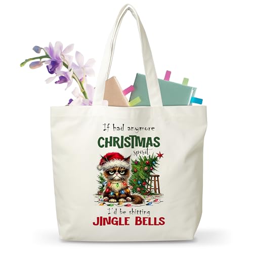 JUSITAKEET Weihnachtstasche, wiederverwendbare Weihnachtsgeschenktasche für Damen und Herren, Katzen-Canvas-Tragetaschen für den Winterurlaub, Lebensmitteleinkaufstaschen, 02 JUSITAKEET Weihnachtstasche, wiederverwendbare Weihnachtsgeschenktasche für Damen und Herren, Katzen-Canvas-Tragetaschen für den Winterurlaub, Lebensmitteleinkaufstaschen, 02 von Jusitakeet