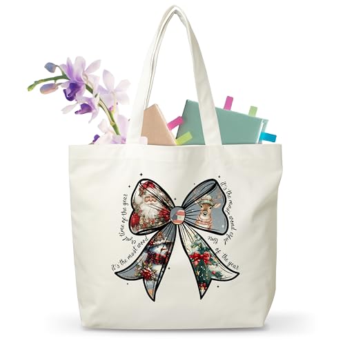 JUSITAKEET Weihnachtstasche, wiederverwendbare Weihnachtsgeschenktasche für Damen und Herren, Schleife, Segeltuch-Tragetaschen für Winterurlaub, Lebensmitteleinkaufstaschen, 11 Stück JUSITAKEET Weihnachtstasche, wiederverwendbare Weihnachtsgeschenktasche für Damen und Herren, Schleife, Segeltuch-Tragetaschen für Winterurlaub, Lebensmitteleinkaufstaschen, 11 Stück von Jusitakeet