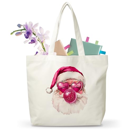 JUSITAKEET Weihnachtstasche, wiederverwendbare Weihnachtsgeschenktasche für Damen und Herren, rosa Weihnachtsmann-Tragetaschen aus Segeltuch für Winterurlaub, Lebensmitteleinkaufstaschen, 07 JUSITAKEET Weihnachtstasche, wiederverwendbare Weihnachtsgeschenktasche für Damen und Herren, rosa Weihnachtsmann-Tragetaschen aus Segeltuch für Winterurlaub, Lebensmitteleinkaufstaschen, 07 von Jusitakeet