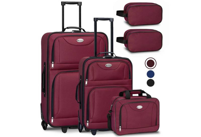 Juskys Trolleyset Athen, 2 Rollen, (5-teilig), 2 Trolley, 1 Umhängetasche, 2 Kosmetiktaschen von Juskys