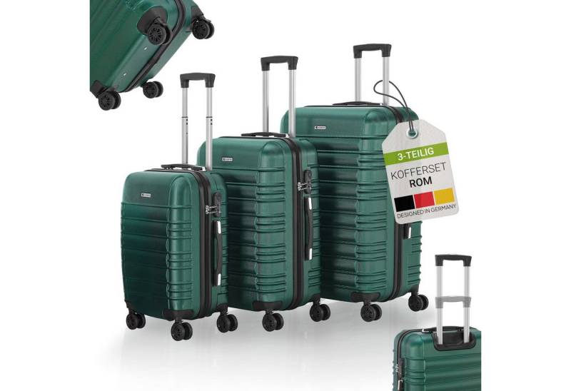 Juskys Trolleyset Rom, 4 Rollen, (3 tlg., 3-teilig), Aluminium, Rollen, Innenfutter, Ergonomische Griffe, 3er Set von Juskys