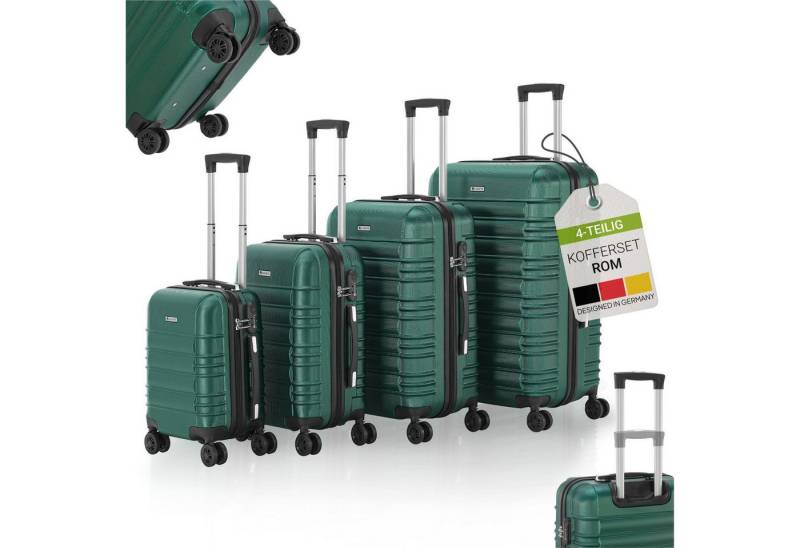 Juskys Trolleyset Rom, 4 Rollen, (4 tlg., 4-teilig), 4 Koffer, 360° Rollen, robuste Hartschale, mit Zahlenschloss von Juskys