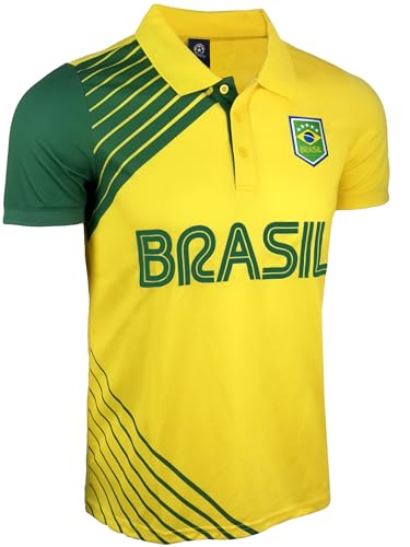 Just 4 Kicks Herren Brasil Kurzarm Poloshirt Brazil Active Performance Shirt, gelb, Klein von Just 4 Kicks