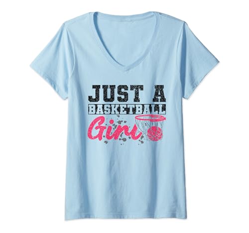 Damen Just A Basketball Girl Leidenschaft Style T-Shirt mit V-Ausschnitt von Just A Basketball Girl
