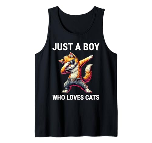Herren Just A Boy Who Loves Cats Cute Cat Dabbing Tank Top von Just A Boy Who Loves Cats Cute Kitten Apparel