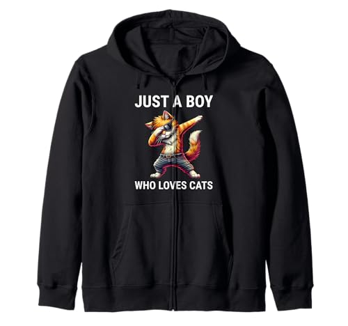Just A Boy Who Loves Cats Cute Cat Dabbing Kapuzenjacke von Just A Boy Who Loves Cats Cute Kitten Apparel