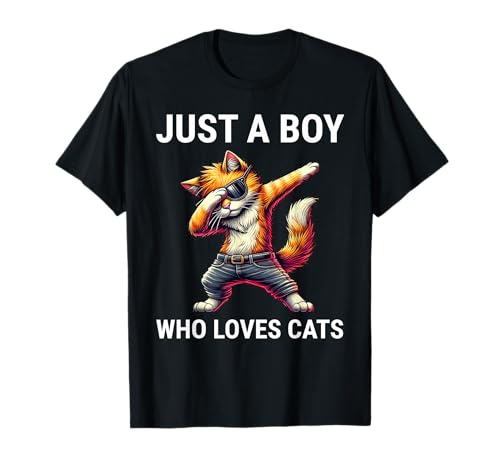 Just A Boy Who Loves Cats Cute Cat Dabbing T-Shirt von Just A Boy Who Loves Cats Cute Kitten Apparel