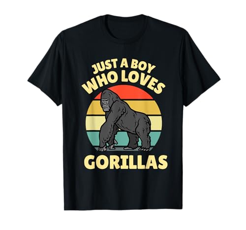 Kinder Just A Boy Who Loves Gorillas Dschungeltier T-Shirt von Just A Boy Who Loves Gorillas Funny Kids Merch