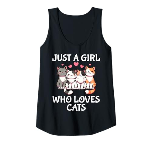 Damen Just A Girl Who Loves Cats Cute Cat Lover Tank Top Damen Just A Girl Who Loves Cats Cute Cat Lover Tank Top von Just A Girl Who Loves Cats Cat Lover Apparel