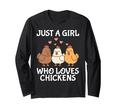 Just A Girl Who Loves Chickens Cute Chicken Langarmshirt Just A Girl Who Loves Chickens Cute Chicken Langarmshirt von Just A Girl Who Loves Chickens Chicken Apparel