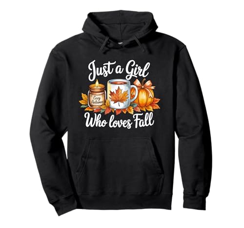Nur EIN Mädchen, das herbstliche, gemütliche Herbst-Kürbiskerzen-Vibes liebt Pullover Hoodie von Just A Girl Who Loves Fall Cozy Autumn Fall Vibes