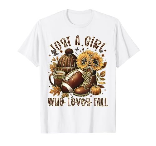 Just A Girl Who Loves Herbst Fußball Sonnenblume Herbst Blätter T-Shirt Just A Girl Who Loves Herbst Fußball Sonnenblume Herbst Blätter T-Shirt von Just A Girl Who Loves Fall Football Autumn Leaves